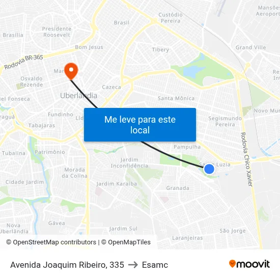 Avenida Joaquim Ribeiro, 335 to Esamc map
