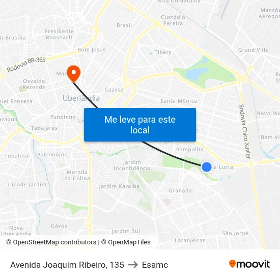 Avenida Joaquim Ribeiro, 135 to Esamc map