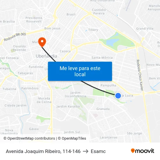 Avenida Joaquim Ribeiro, 114-146 to Esamc map