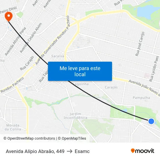Avenida Alípio Abraão, 449 to Esamc map