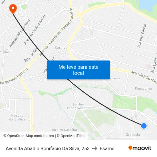 Avenida Abádio Bonifácio Da Silva, 253 to Esamc map