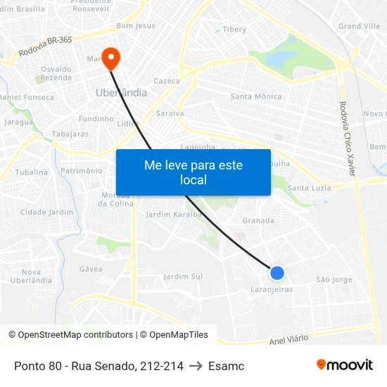 Ponto 80 - Rua Senado, 212-214 to Esamc map