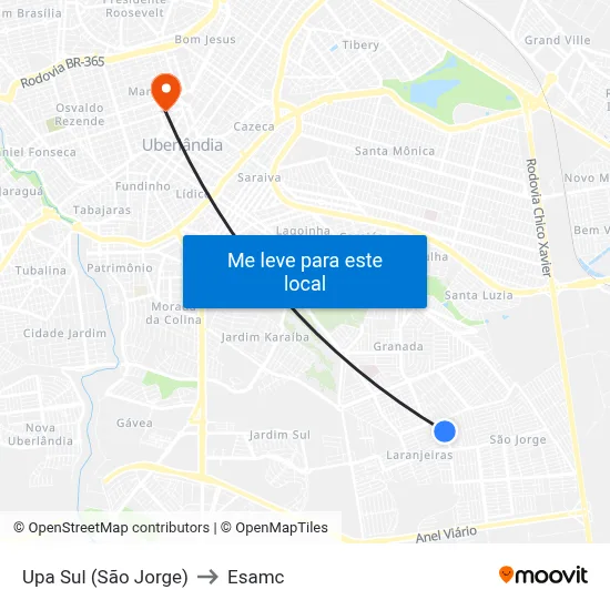Upa Sul (São Jorge) to Esamc map