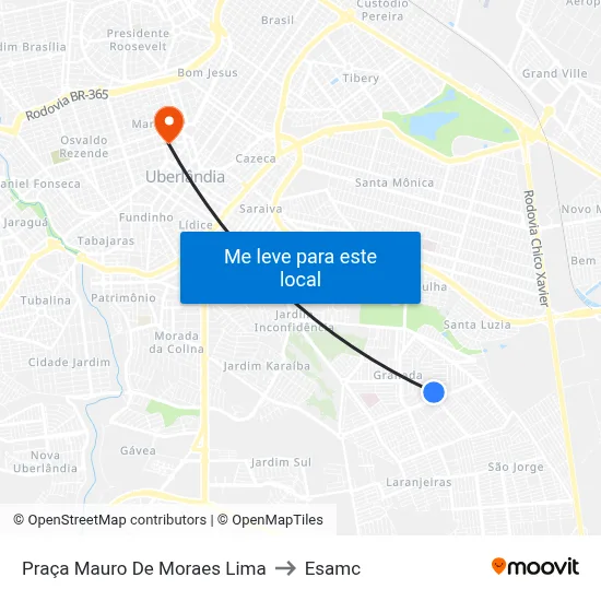 Praça Mauro De Moraes Lima to Esamc map