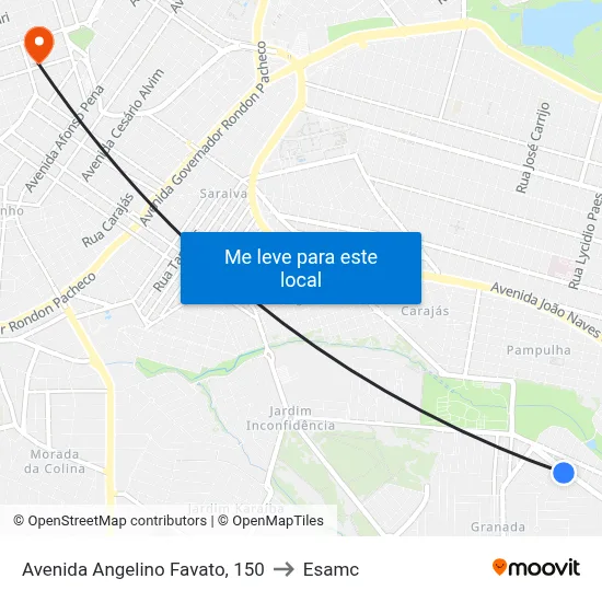 Avenida Angelino Favato, 150 to Esamc map