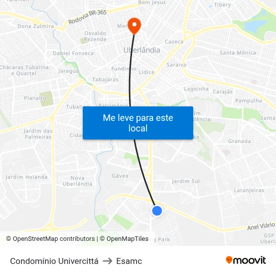Condomínio Univercittá to Esamc map