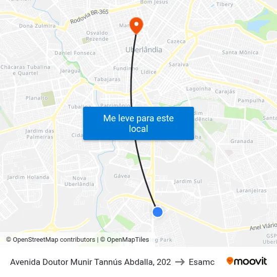 Avenida Doutor Munir Tannús Abdalla, 202 to Esamc map