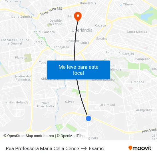 Rua Professora Maria Célia Cence to Esamc map