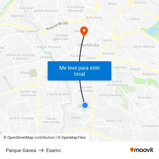 Parque Gávea to Esamc map