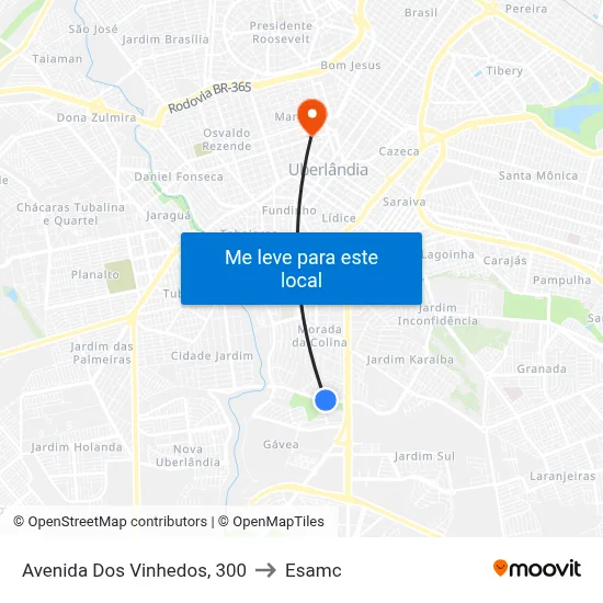 Avenida Dos Vinhedos, 300 to Esamc map