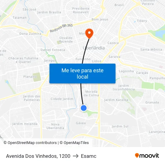 Avenida Dos Vinhedos, 1200 to Esamc map