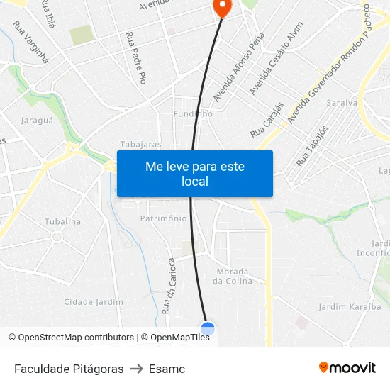 Faculdade Pitágoras to Esamc map