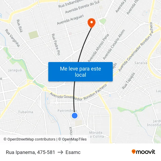 Rua Ipanema, 475-581 to Esamc map
