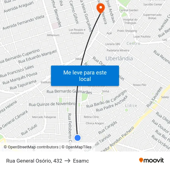 Rua General Osório, 432 to Esamc map