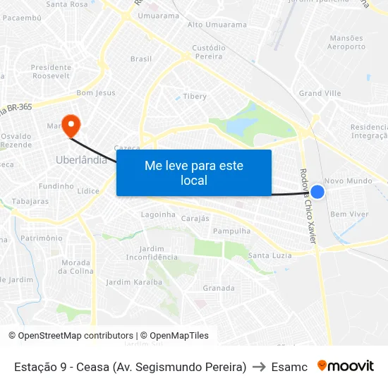 Estação 9 - Ceasa (Av. Segismundo Pereira) to Esamc map