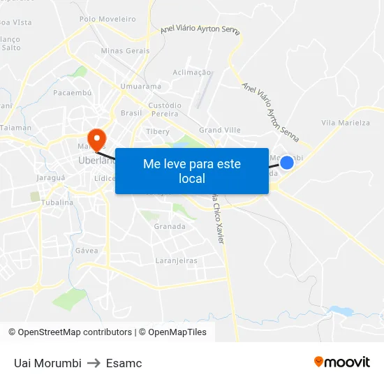 Uai Morumbi to Esamc map