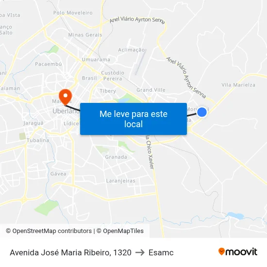 Avenida José Maria Ribeiro, 1320 to Esamc map
