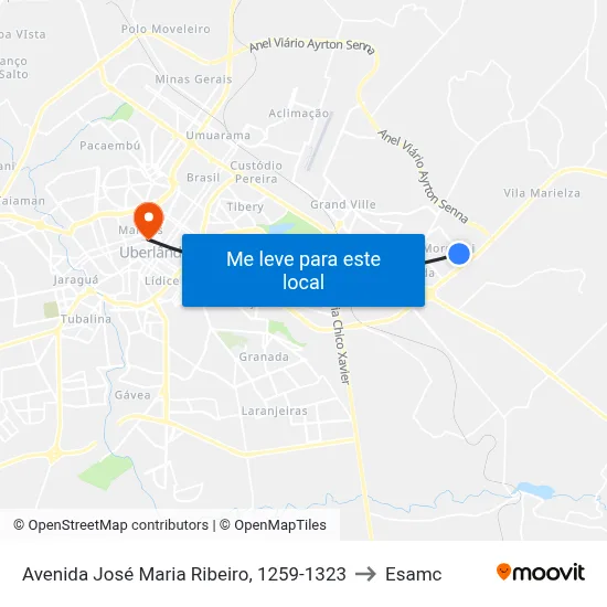 Avenida José Maria Ribeiro, 1259-1323 to Esamc map