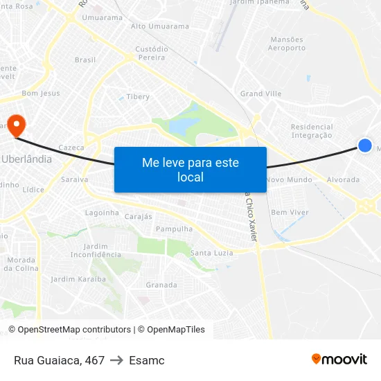 Rua Guaiaca, 467 to Esamc map