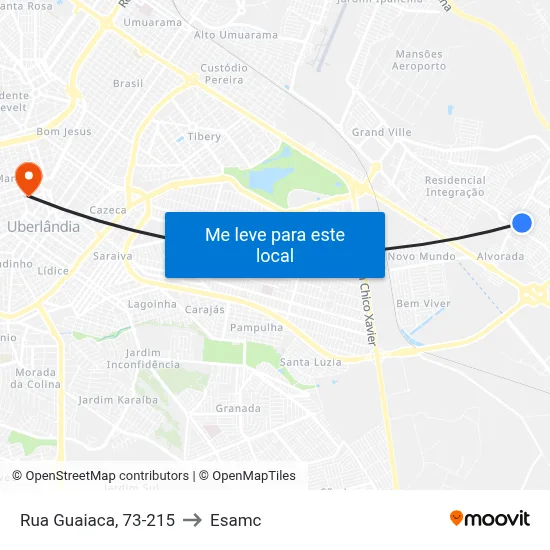 Rua Guaiaca, 73-215 to Esamc map