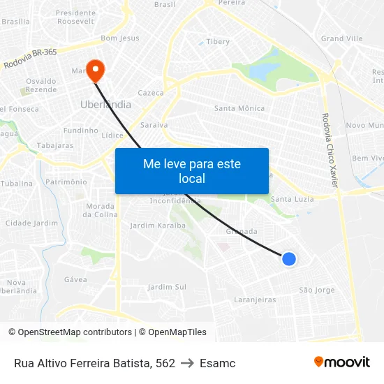 Rua Altivo Ferreira Batista, 562 to Esamc map
