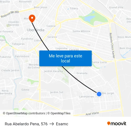 Rua Abelardo Pena, 576 to Esamc map
