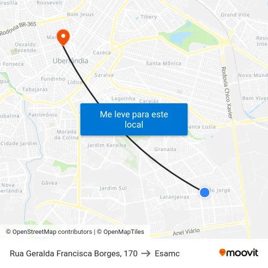 Rua Geralda Francisca Borges, 170 to Esamc map