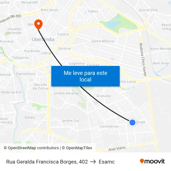 Rua Geralda Francisca Borges, 402 to Esamc map