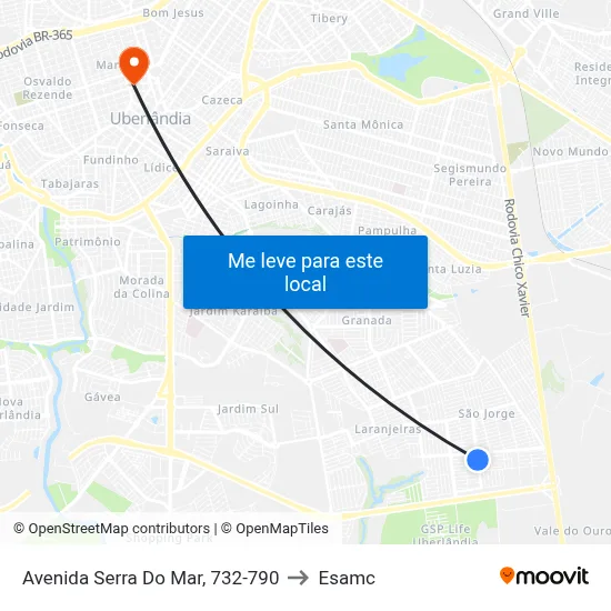 Avenida Serra Do Mar, 732-790 to Esamc map