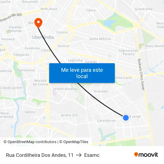 Rua Cordilheira Dos Andes, 11 to Esamc map