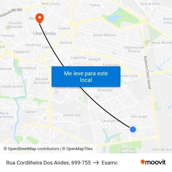 Rua Cordilheira Dos Andes, 699-755 to Esamc map