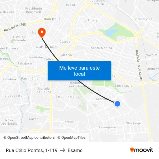 Rua Célio Pontes, 1-119 to Esamc map