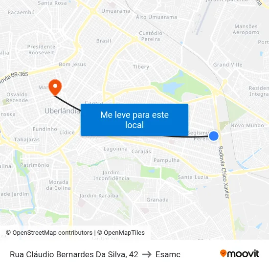 Rua Cláudio Bernardes Da Silva, 42 to Esamc map