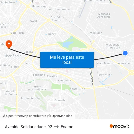 Avenida Solidariedade, 92 to Esamc map