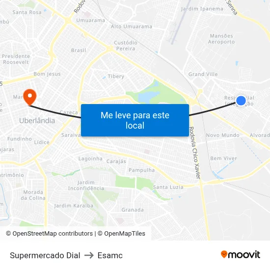 Supermercado Dial to Esamc map