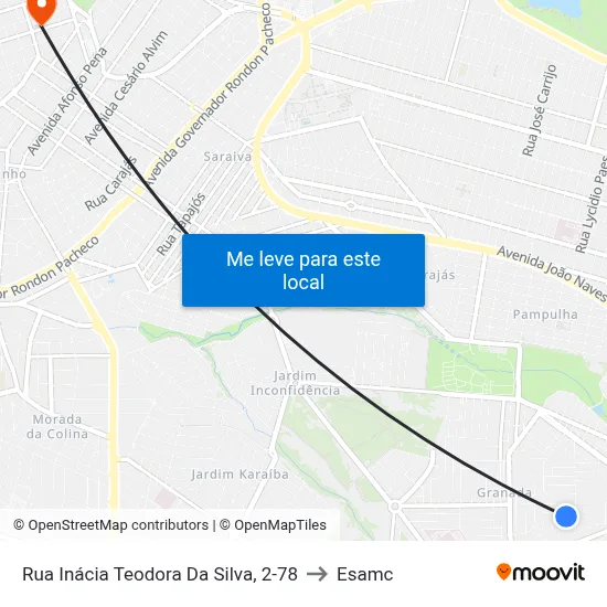 Rua Inácia Teodora Da Silva, 2-78 to Esamc map