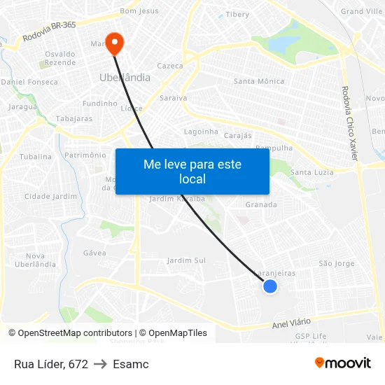 Rua Líder, 672 to Esamc map