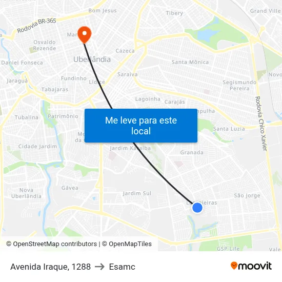 Avenida Iraque, 1288 to Esamc map