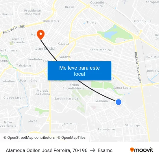 Alameda Odilon José Ferreira, 70-196 to Esamc map