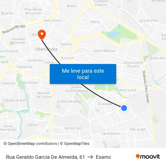 Rua Geraldo Garcia De Almeida, 61 to Esamc map