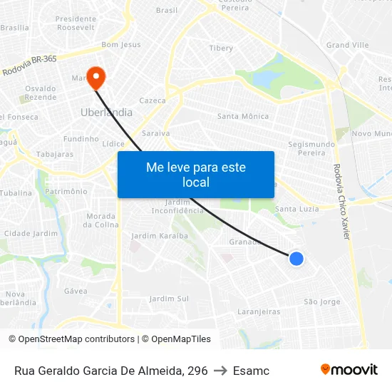 Rua Geraldo Garcia De Almeida, 296 to Esamc map