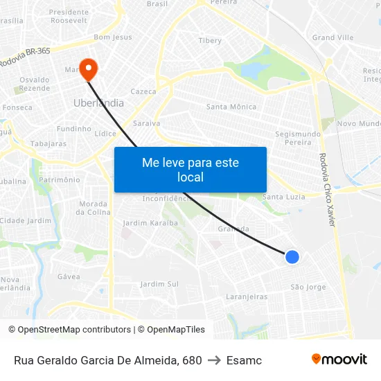 Rua Geraldo Garcia De Almeida, 680 to Esamc map