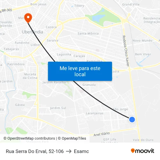 Rua Serra Do Erval, 52-106 to Esamc map