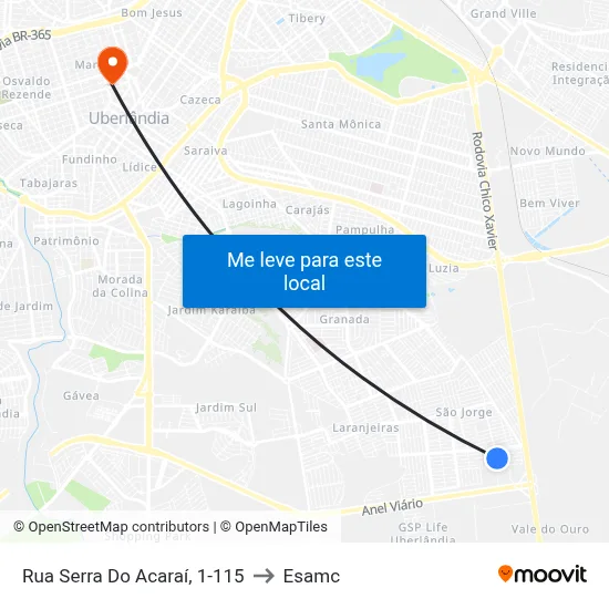 Rua Serra Do Acaraí, 1-115 to Esamc map