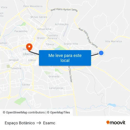 Espaço Botânico to Esamc map