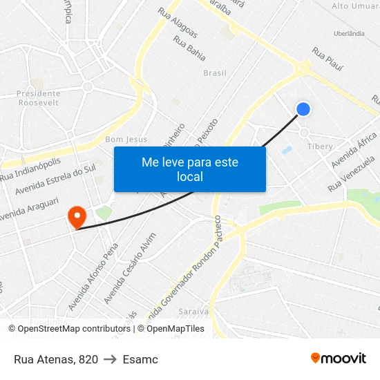 Rua Atenas, 820 to Esamc map