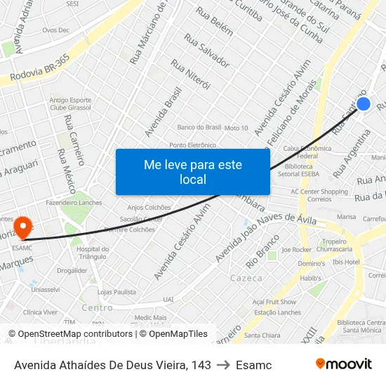 Avenida Athaídes De Deus Vieira, 143 to Esamc map