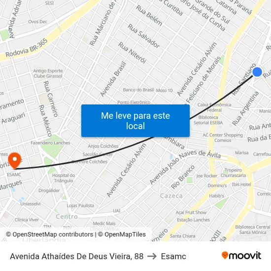Avenida Athaídes De Deus Vieira, 88 to Esamc map