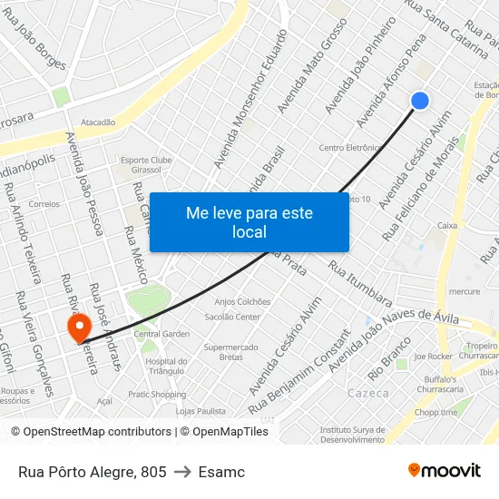 Rua Pôrto Alegre, 805 to Esamc map