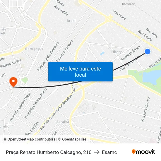 Praça Renato Humberto Calcagno, 210 to Esamc map